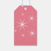 Retro Stijlvolle Blush Roze & Wit Kerst Cadeaulabel (Achterkant)