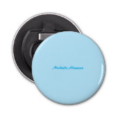 Retro Stijlvolle Elegant Plain Sky Blauw Wit Button Flesopener (Voorkant)