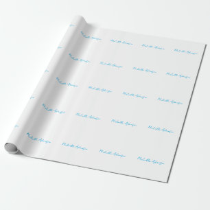 Retro Stijlvolle Elegant Plain Sky Blauw Wit Cadeaupapier