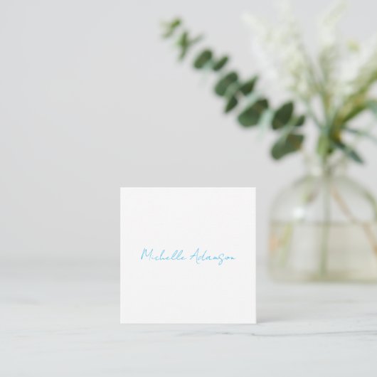 Retro Stijlvolle Elegant Plain Sky Blauw Wit Informatiekaartje (Staand voorkant)