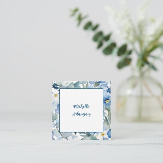 Retro Stijlvolle Elegant Plain Sky Blauw Wit Informatiekaartje (Staand voorkant)
