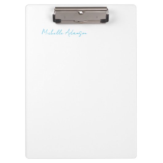 Retro Stijlvolle Elegant Plain Sky Blauw Wit Klembord (Voorkant)