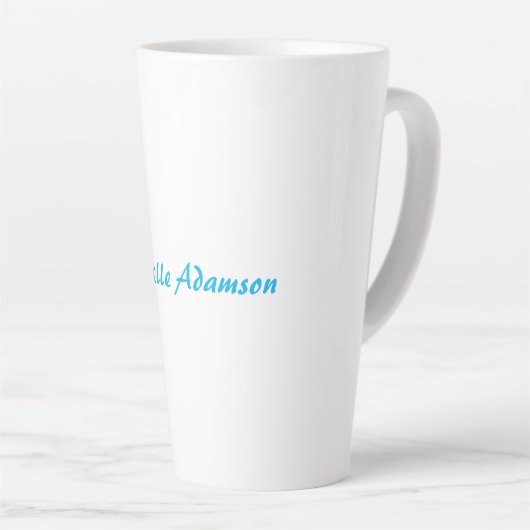 Retro Stijlvolle Elegant Plain Sky Blauw Wit Latte Mok (Rechterhoek)