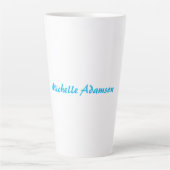 Retro Stijlvolle Elegant Plain Sky Blauw Wit Latte Mok (Voorkant)
