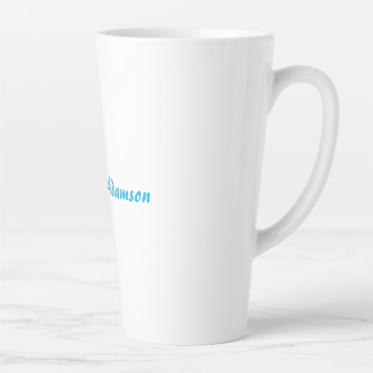 Retro Stijlvolle Elegant Plain Sky Blauw Wit Latte Mok (Rechts)