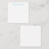 Retro Stijlvolle Elegant Plain Sky Blauw Wit Notitiekaartje (Voorkant / Achterkant)