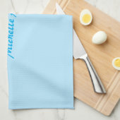 Retro Stijlvolle Elegant Plain Sky Blauw Wit Theedoek (Quarter Fold)