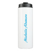 Retro Stijlvolle Elegant Plain Sky Blauw Wit Thermosbeker (Voorkant)