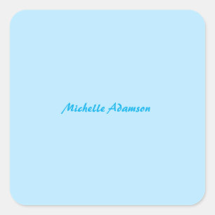 Retro Stijlvolle Elegant Plain Sky Blauw Wit Vierkante Sticker