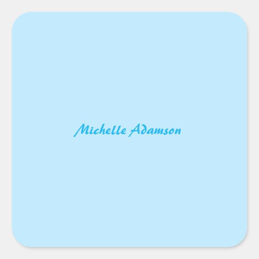 Retro Stijlvolle Elegant Plain Sky Blauw Wit Vierkante Sticker (Voorkant)
