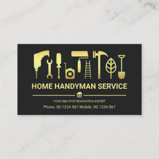 Retro Stijlvolle Gouden Handyman Gereedschap Visitekaartje