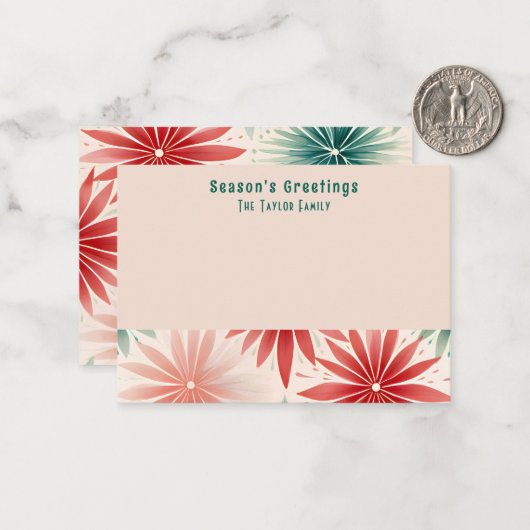 Retro Stijlvolle Kerstmis Seizoen Groeten Notitiekaartje (Voorkant / Achterkant in situ)