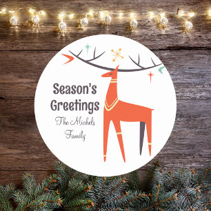 Retro Stijlvolle Kerstvakantie rendieren Ronde Sticker