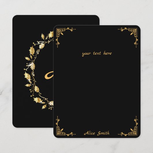 Retro Stijlvolle zwarte Flat Note Kaart Notitiekaartje (Voorkant / Achterkant)