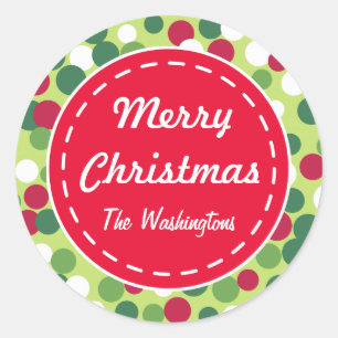 Retro Stippen Christmas Gift Label Stickers