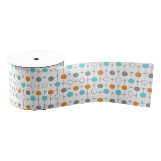 Retro Stippen en Starbursts Grosgrain Ribbon Lint (Spoel)