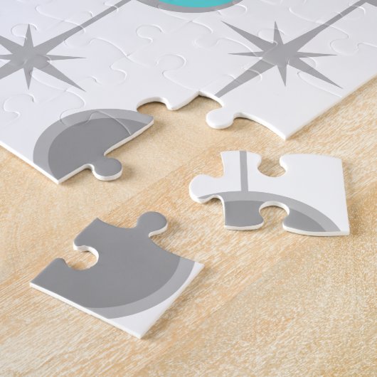 Retro Stippen en Starbursts Puzzel Legpuzzel (Zijkant)