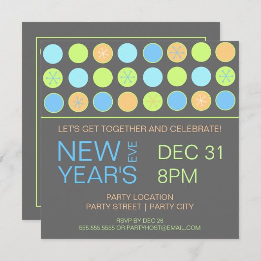 Retro Stippen nieuwe jaren Uitnodiging van één par (Voorkant / Achterkant)