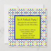 Retro Stippen Pattern Blue Yellow Brown Blauwgroen Kaart (Voorkant)