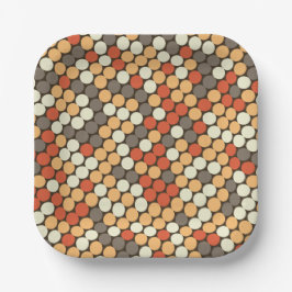 Retro stippenpatroon in oranje papieren bordje