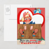 Retro Stockade Valentijn Kaart (Voorkant / Achterkant)