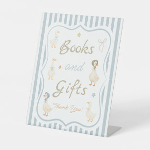 Retro Stomme Gans Baby Shower Boeken en Cadeaus Reclamebord Met Voetstuk