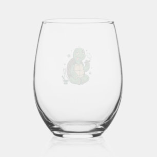 Retro Stoner Schildpad Vector T-shirt Ontwerp_1 Wijnglas Zonder Voet