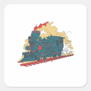 Retro Stoomtrein - Liefhebber van Vintage Transpor Vierkante Sticker