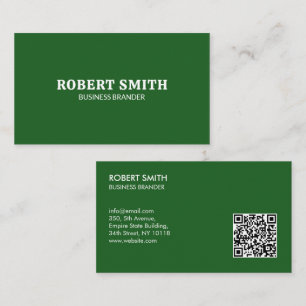 Retro Stout Minimalistische Groene QR Code Zakelij Visitekaartje