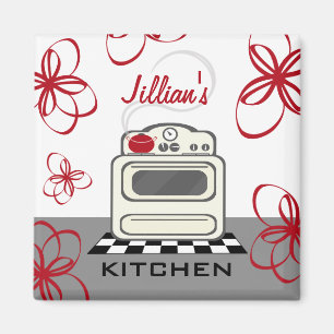 Retro Stove Modern Red & Black Kitchen Magnet Magneet