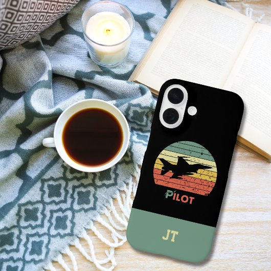 Retro-straaljager Piloot Monogram Case-Mate iPhone Case