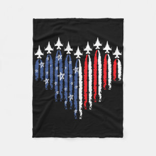 Retro straaljager vliegtuig Amerikaanse vlag hart  Fleece Deken