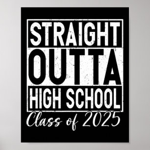 Retro Straight Outta High School Afstuderen CL van Poster