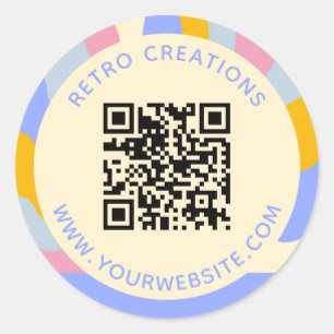 Retro Stralen QR Code Abstract Bedrijf Ronde Sticker