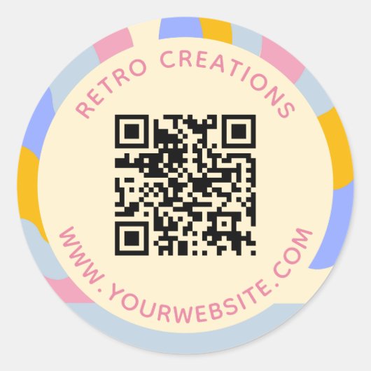 Retro Stralen QR Code Abstract Bedrijf Ronde Sticker (Voorkant)