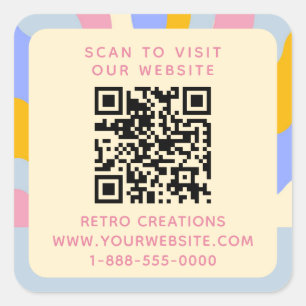 Retro Stralen QR Code Abstract Bedrijf Vierkante Sticker