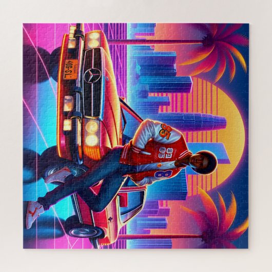 Retro straling: neon nostalgie legpuzzel (Horizontaal)