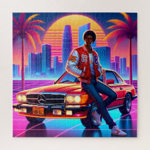 Retro straling: neon nostalgie legpuzzel