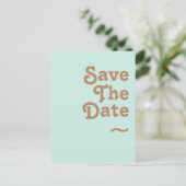 Retro Strand | Aqua Save The Date Postkaart Uitnodiging Briefkaart (Staand voorkant)
