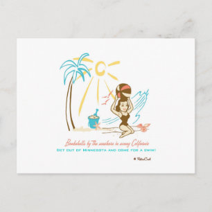 Retro 'Strand Bombshell Briefkaart