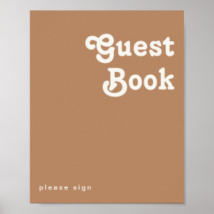Retro Strand Bord met bruin gastenboek Poster