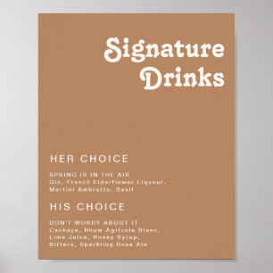 Retro Strand Brown Signature Dranken Bord Poster