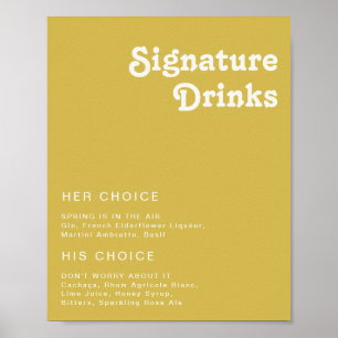 Retro Strand   Gouden Signature Dranken Bord Poster