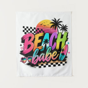 Retro Strand Meisje Citaat Tropische Sfeer Kleurig Wandkleed