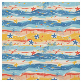 Retro strand oceaan golven patroon stof