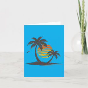Retro strand palmbomen zonsondergang grappige vaka kaart