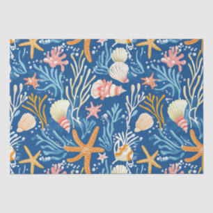 Retro strand schelp oranje roze geel blauw tissuepapier