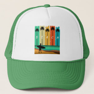 RETRO STRAND SURFER SURFEN PALMBOMEN TRUCKER PET