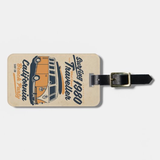 Retro  strand Surfting Poster Bagagelabel (Voorkant horizontaal)