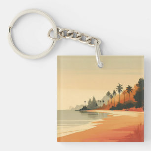 /retro strand/tropisch sleutelhanger
